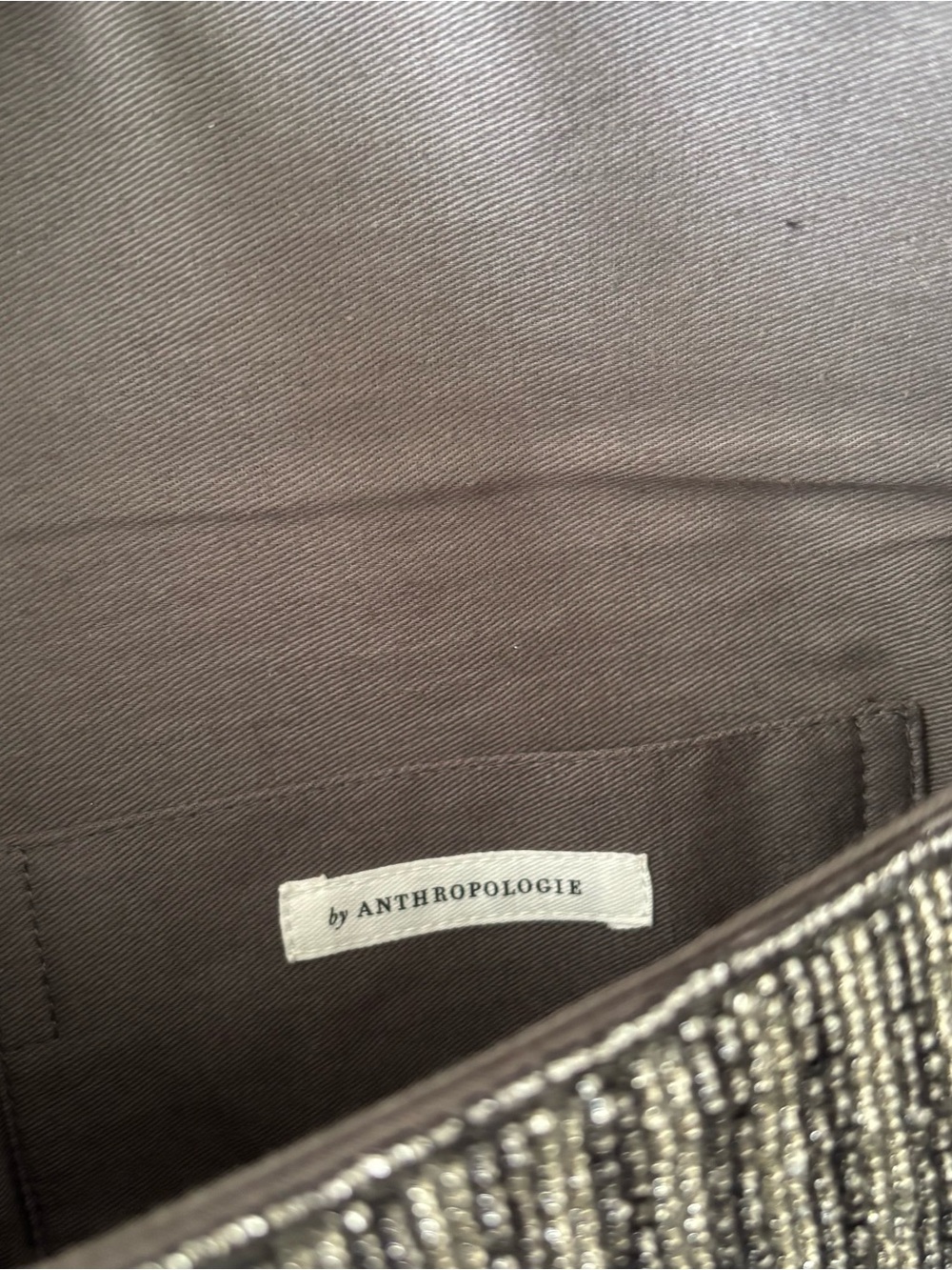 Anthropologie Fiona bag-Embellished Beaded Shoulder Bag - Silver Crystal Accents - Picture 3 of 3